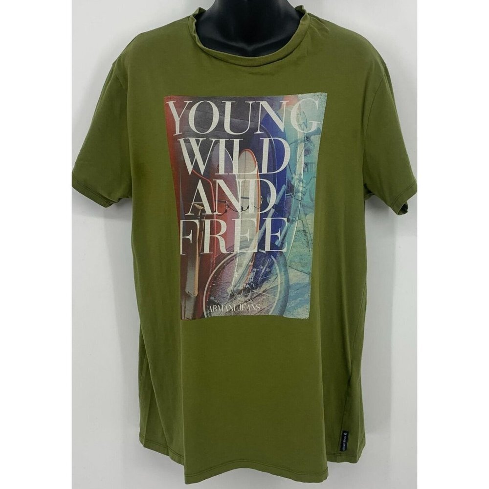AJ Armani Jeans Men T-Shirt 3XL Extra Extra Extra Large Green Mother Road Slim